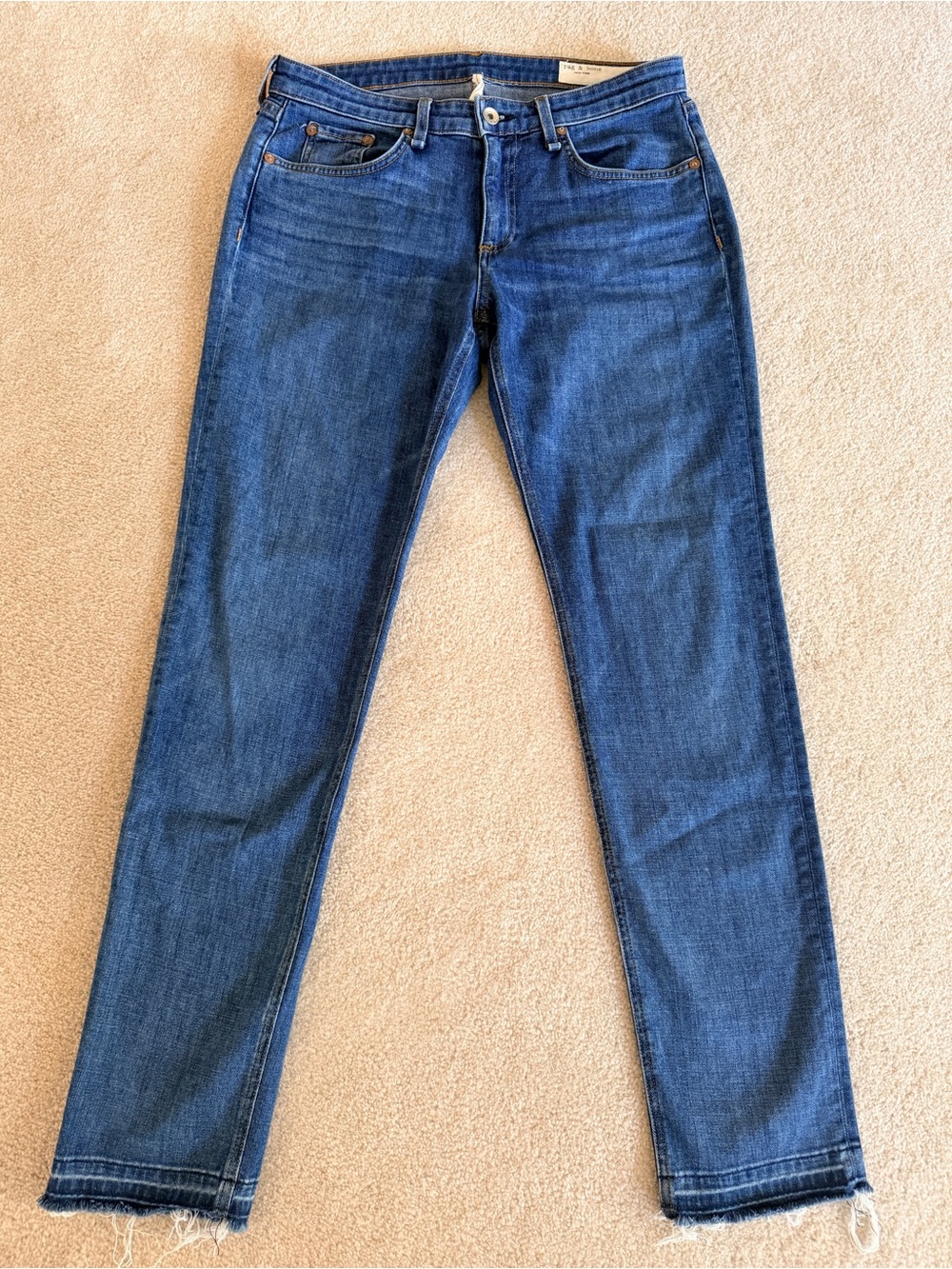 rag & bone Dre Low Rise Slim Boyfriend Raw Hem Straight Leg Jeans Size 27